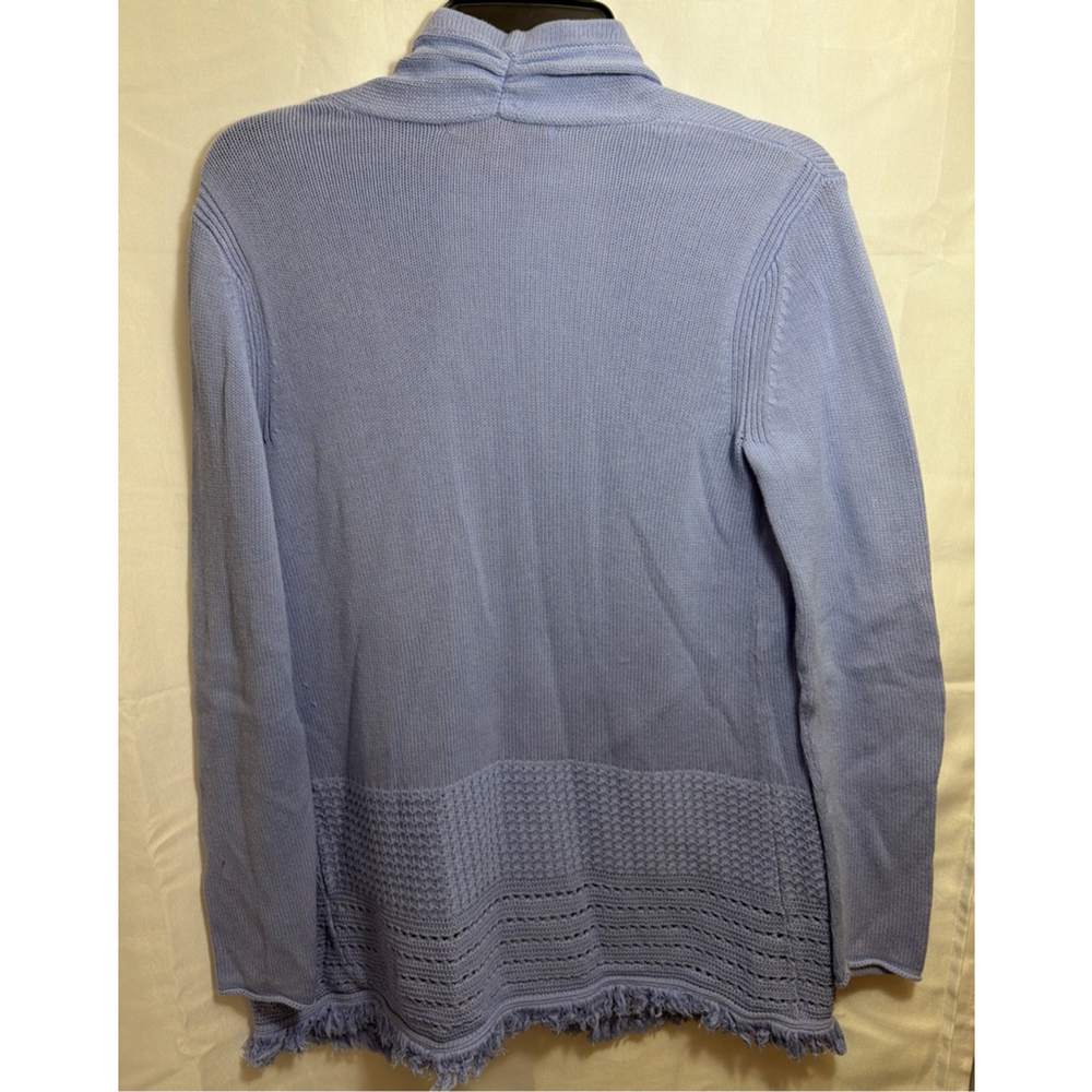 Women's Lilly Pulitzer Open Cardigan Sweater Pointelle Fringe Lavender S Minimal - Picture 3 of 7
